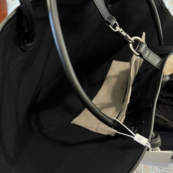 ANINE BING Taylin Linen Tote Bag Beige Brown Silver Hardware NEW - Picture 10 of 10